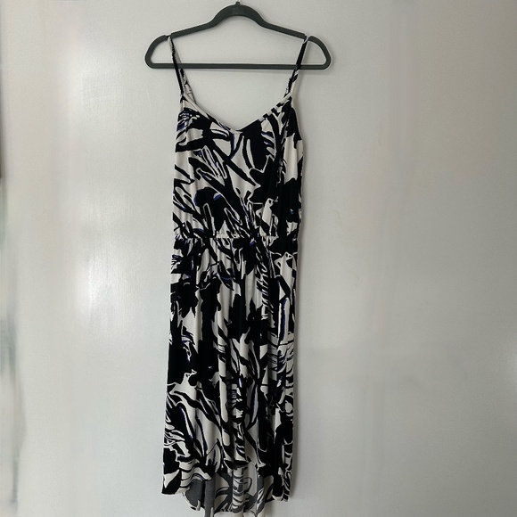 Tori Richard Blue, Black & White Spaghetti Strap Vacation Comfortable Sundress S - Picture 1 of 5